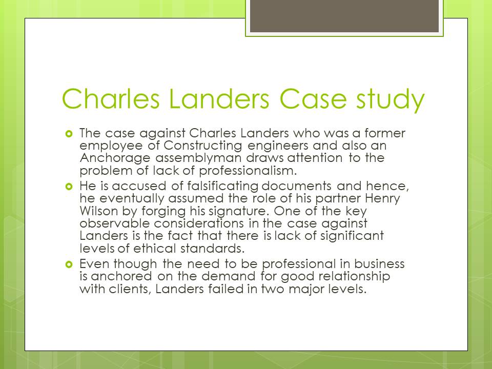 Charles Landers Case study