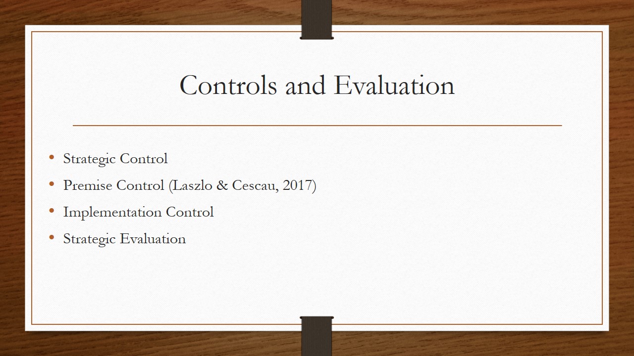 Controls and Evaluation