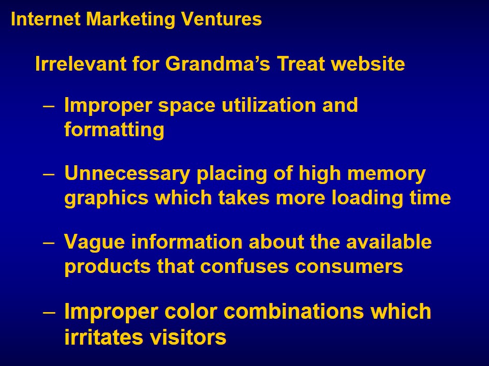 Irrelevant for Grandma’s Treat website