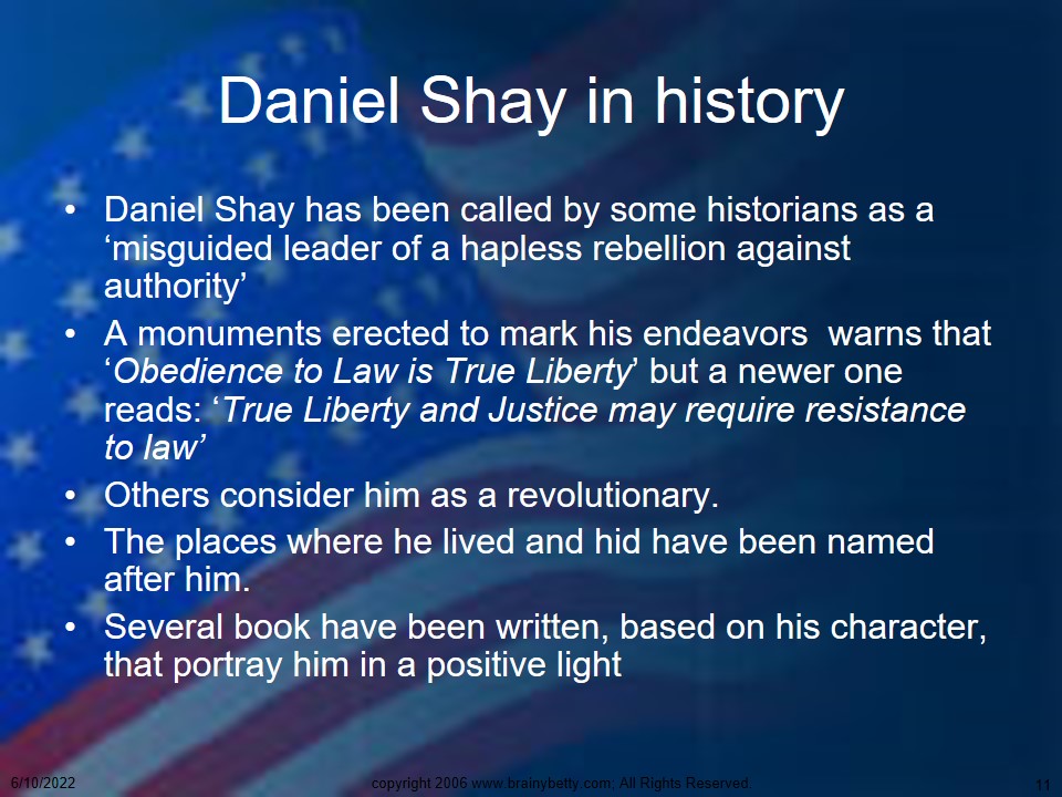Daniel Shay in history