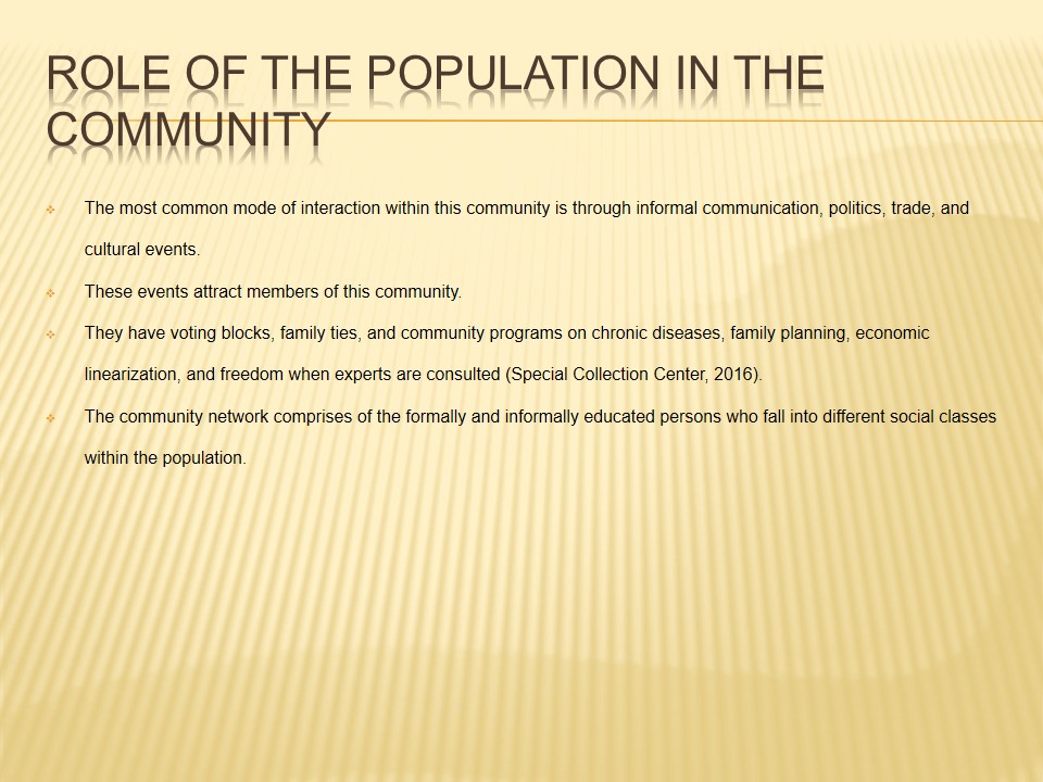 Role of the population in the Community
