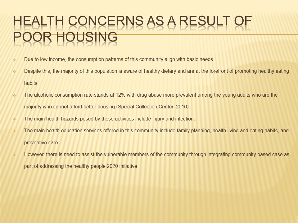 Health concerns as a result of poor housing