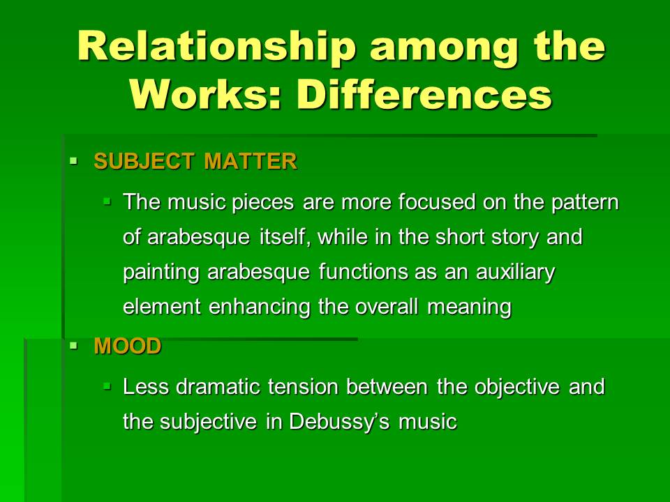 Relationship among the Works: Differences