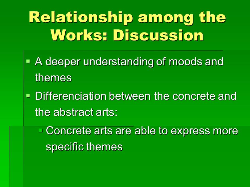 Relationship among the Works: Discussion