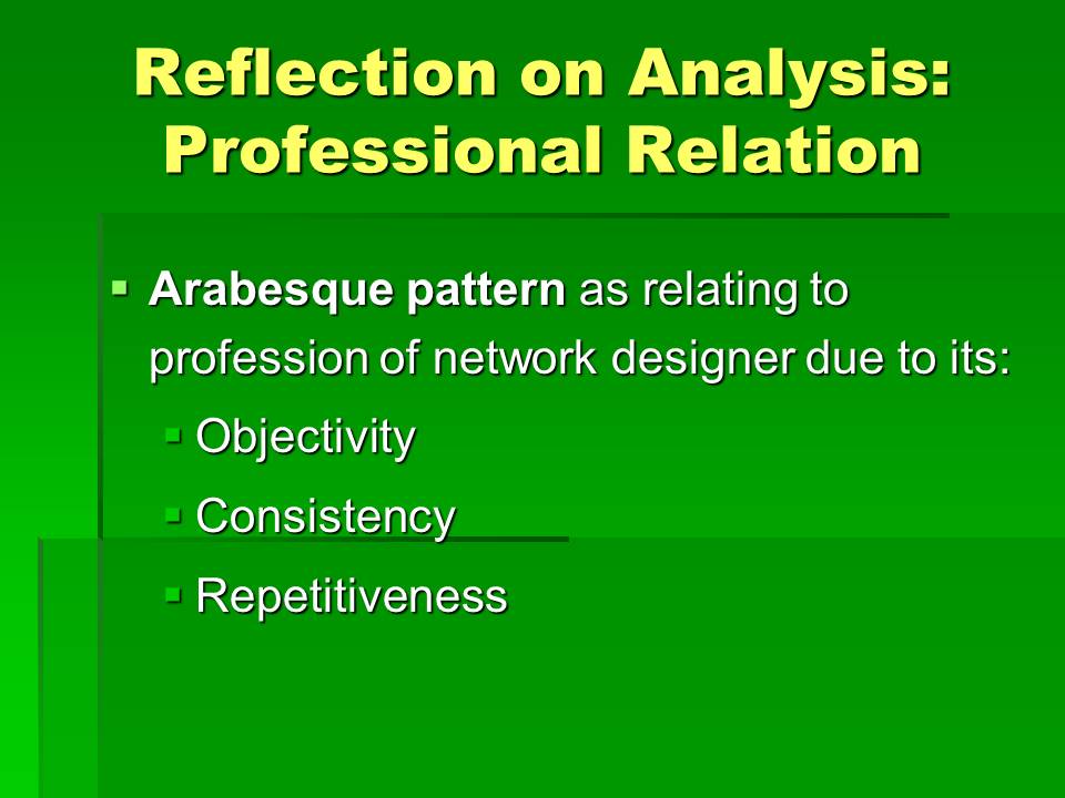 Reflection on Analysis: Professional Relation