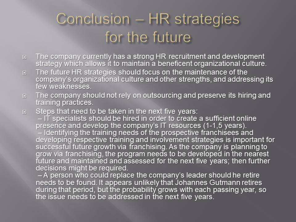 Conclusion – HR strategies for the future