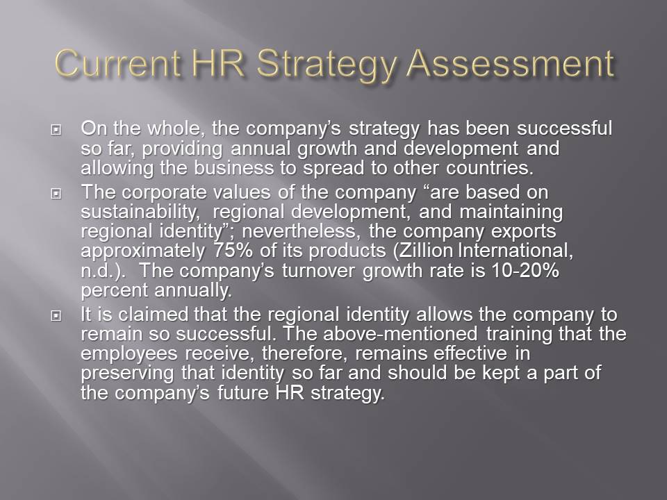 Current HR Strategy Assessment