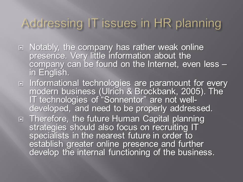 Addressing IT issues in HR planning