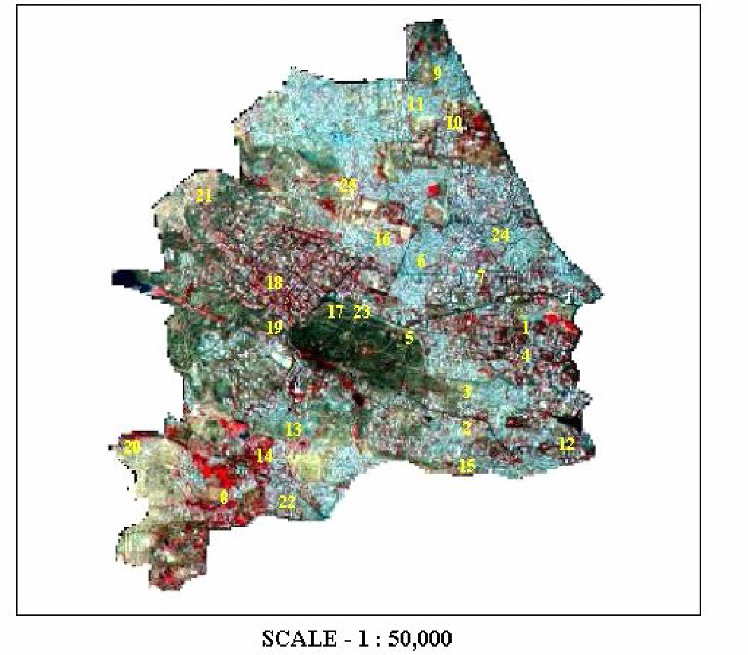 Sampling points overlaid on satellite imagery.