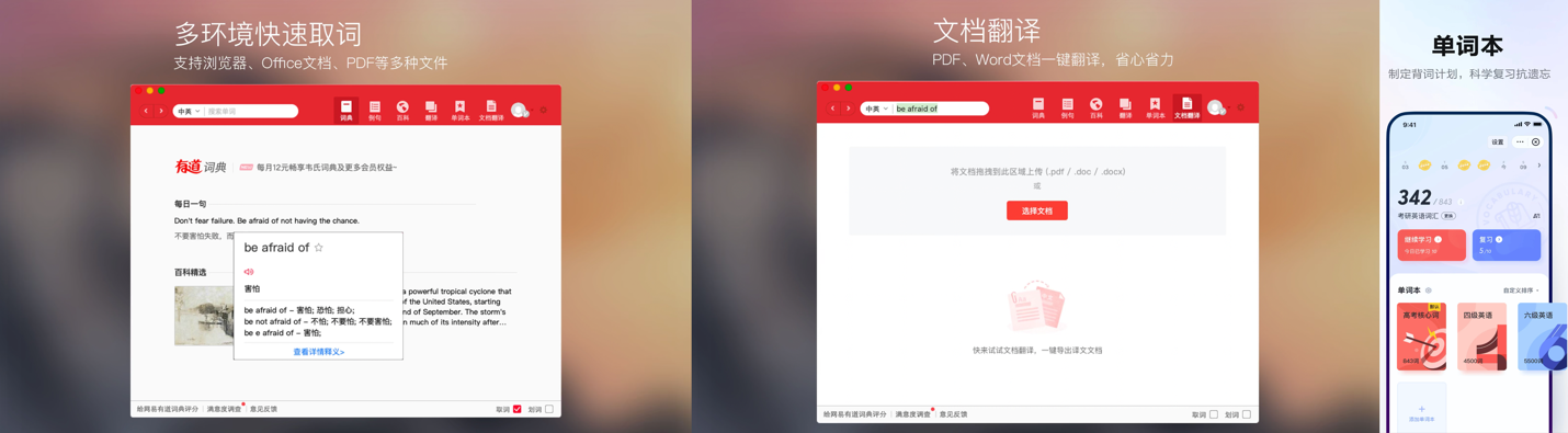 Screenshots from the Desktop Version of NetEase Youdao and The Mobile Version (Right)