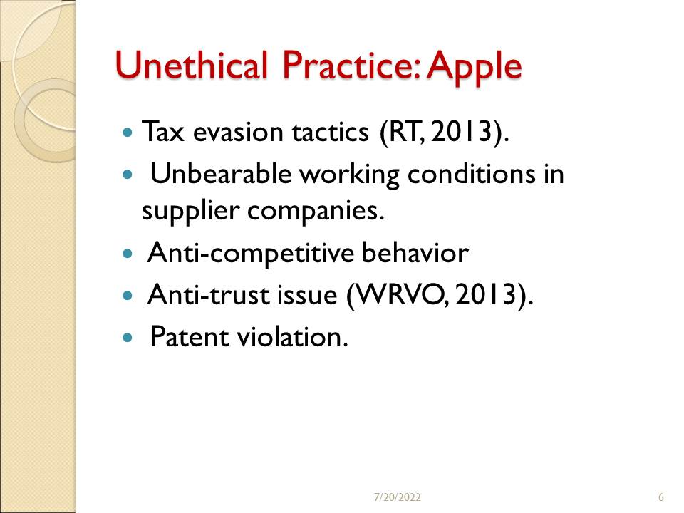 Unethical Practice: Apple