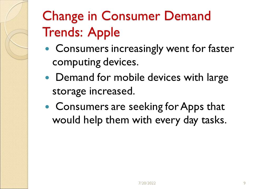 Change in Consumer Demand Trends: Apple