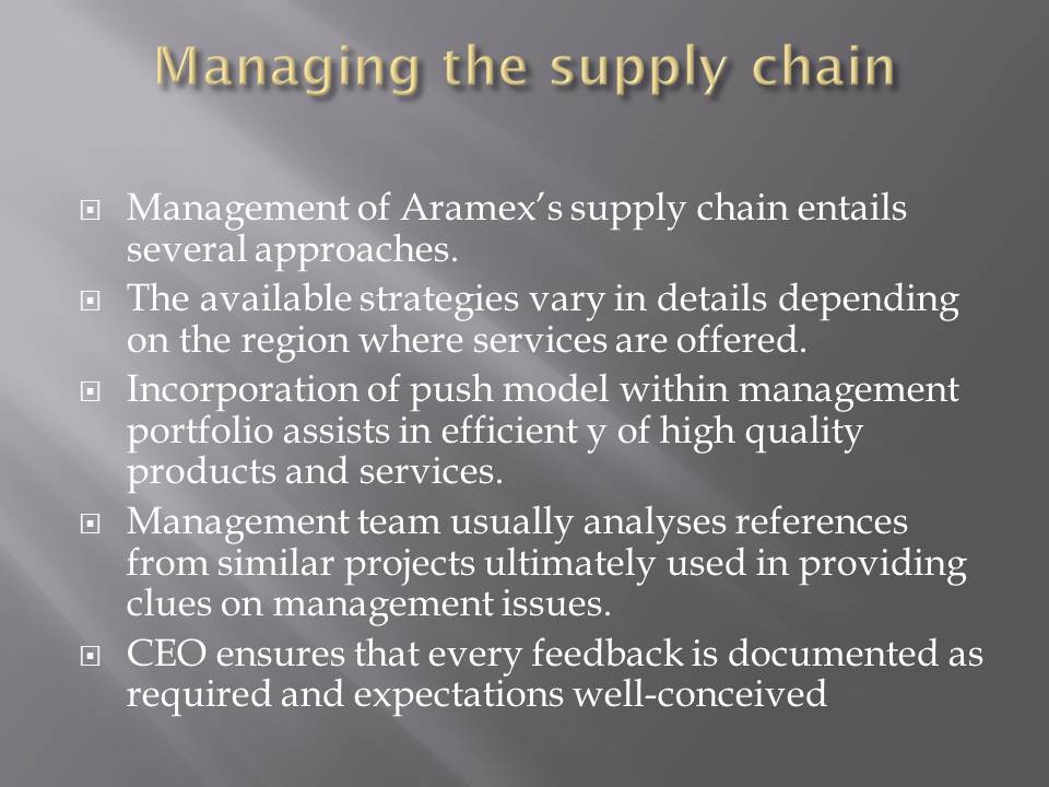 Managing the supply chain