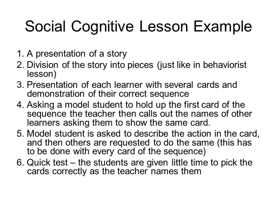 Social Cognitive Lesson Example