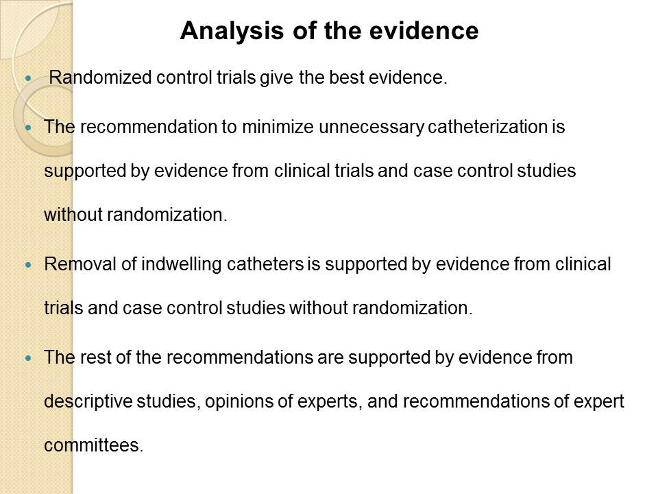 Analysis of the evidence