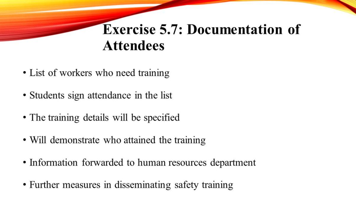 Exercise 5.7: Documentation of Attendees