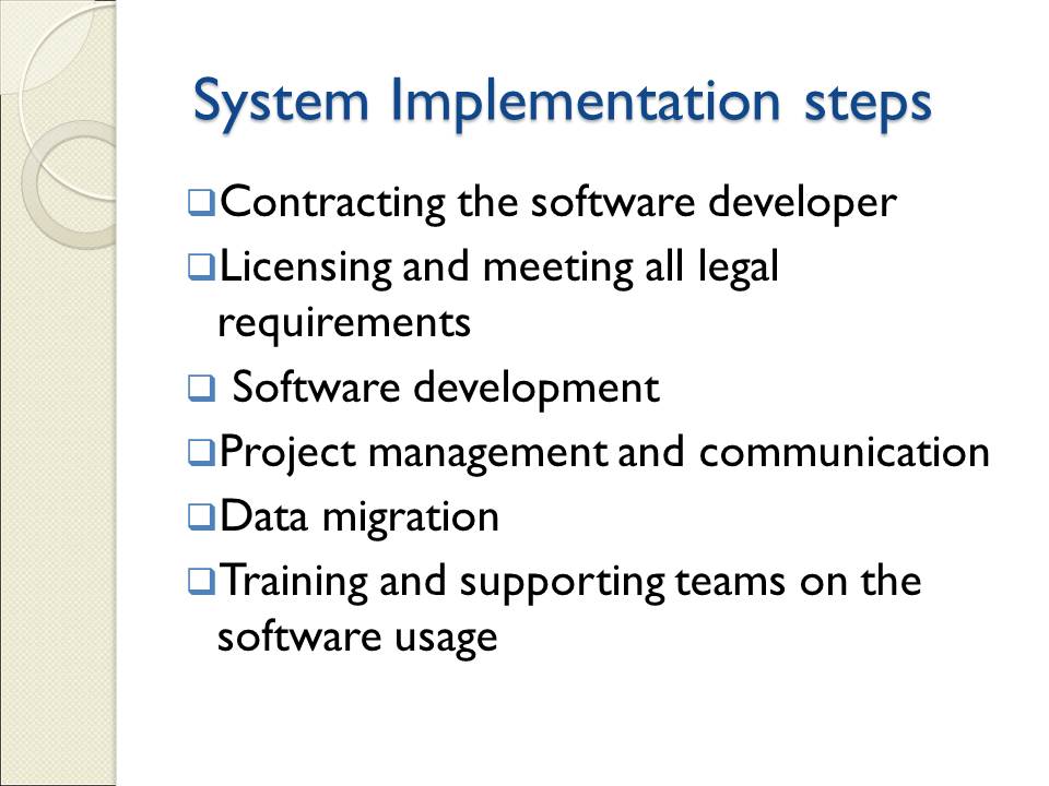 System Implementation steps