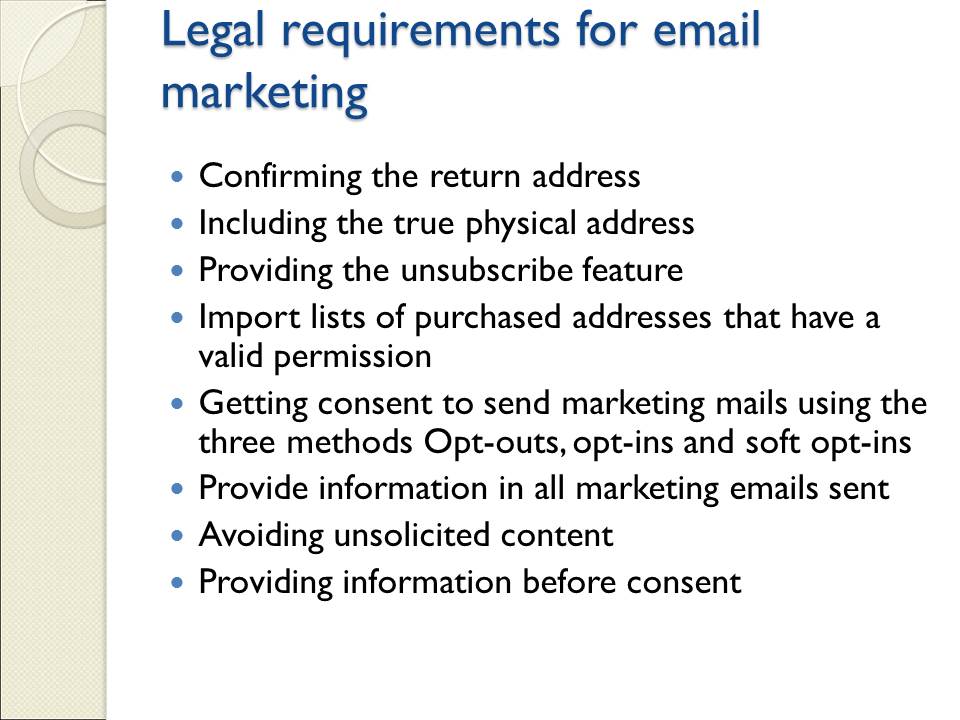 Legal requirements for email marketing