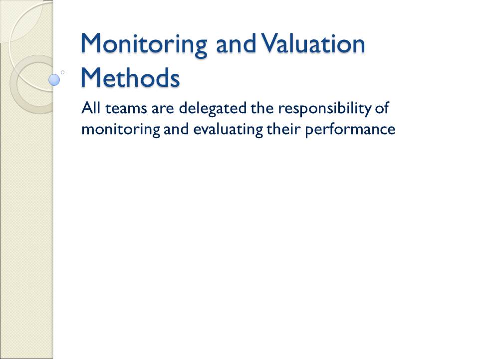 Monitoring and Valuation Methods