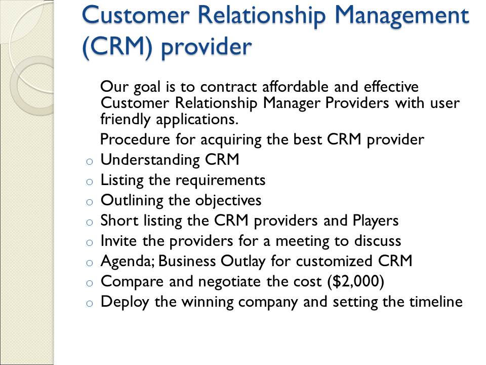 Customer Relationship Management (CRM) provider