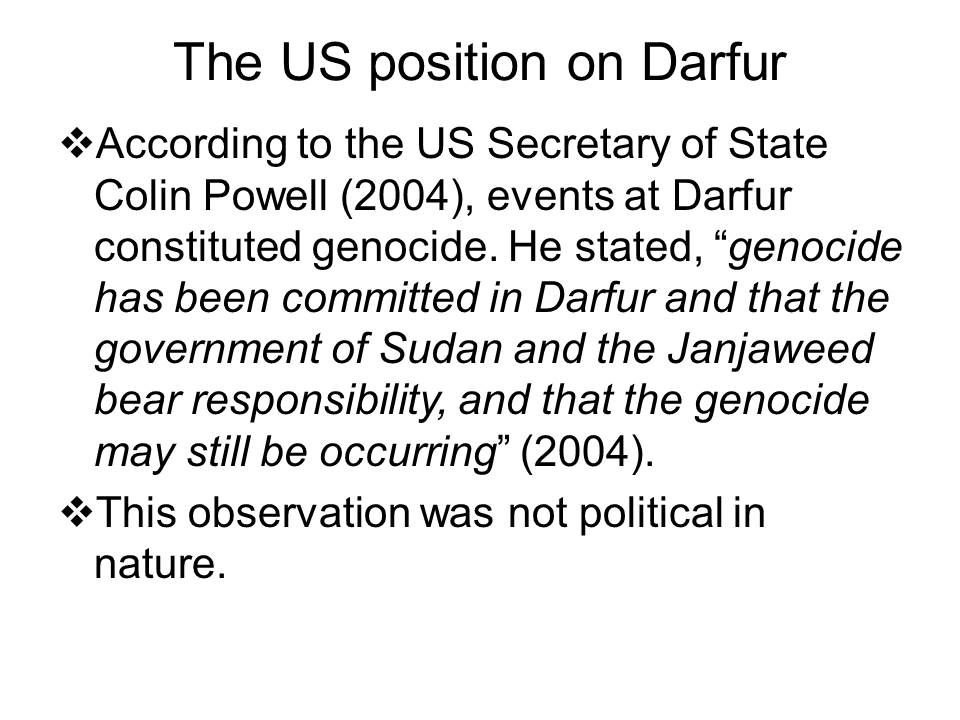 The US position on Darfur