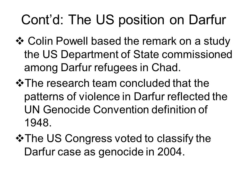 The US position on Darfur