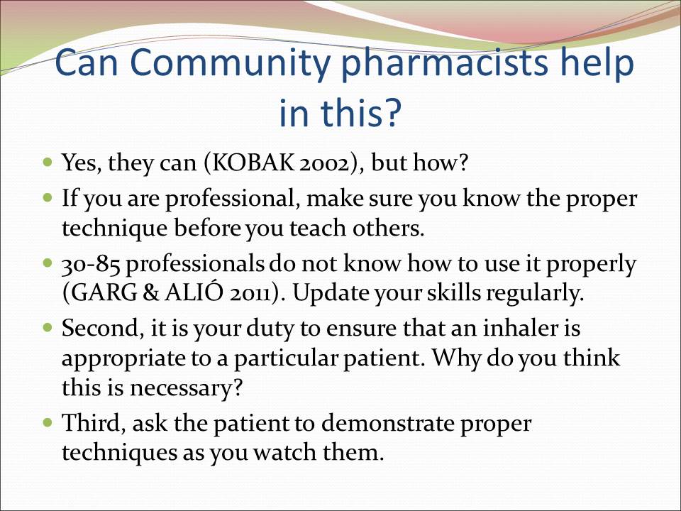 Can Community pharmacists help in this?