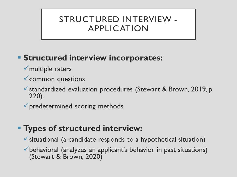Structured interview - Application