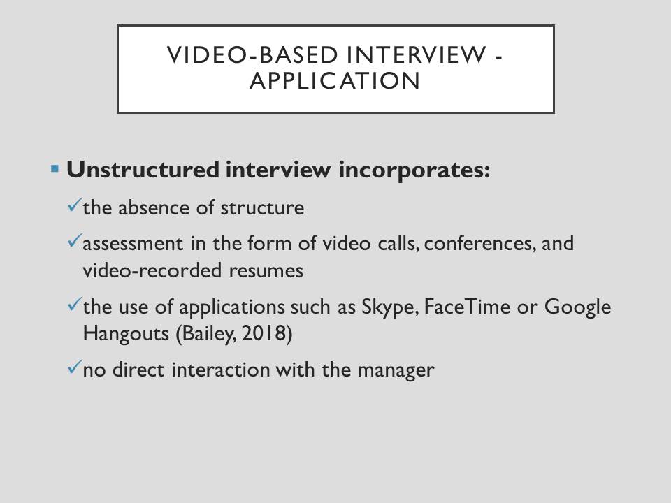 Video-based interview - Application