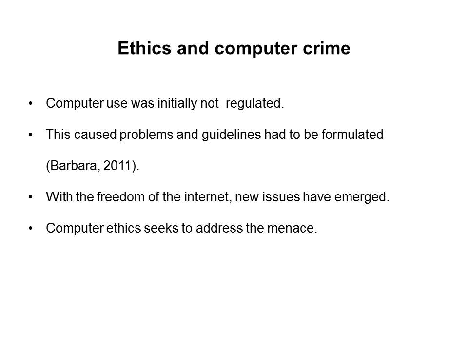 Ethics and computer crime