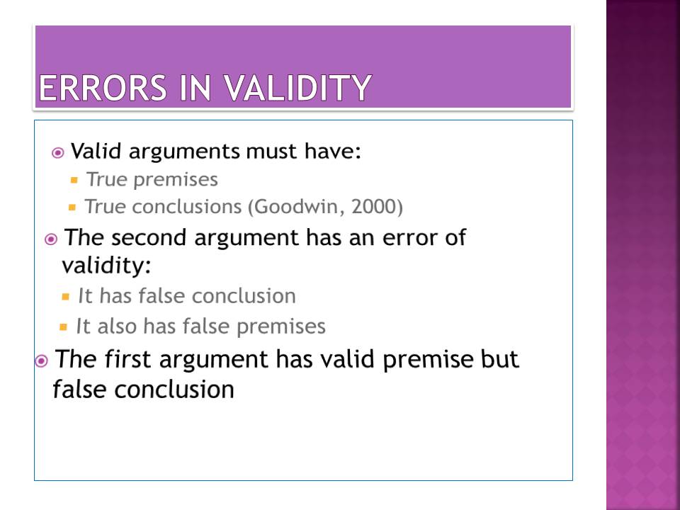 Errors in validity