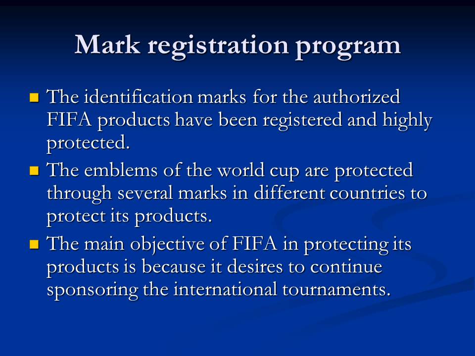 Mark registration program