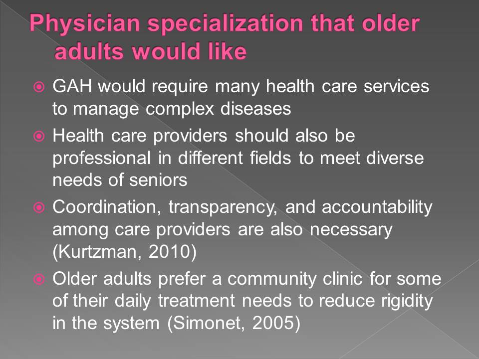 Physician specialization that older adults would like