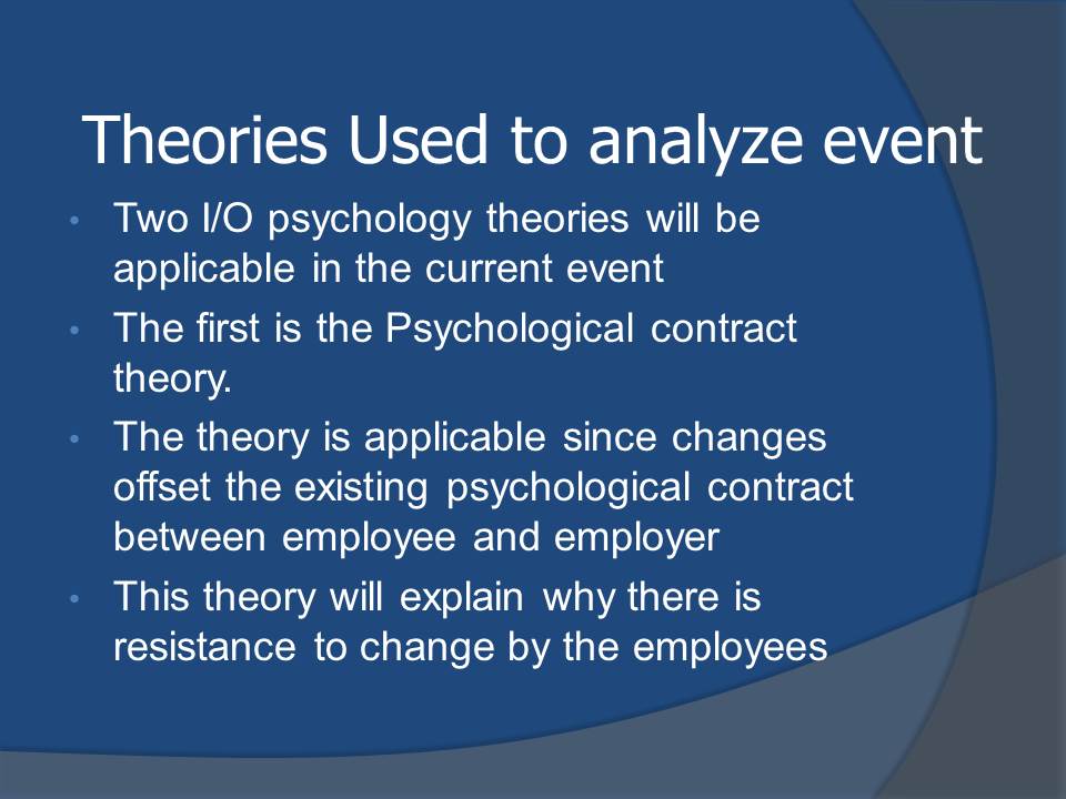 Theories Used to analyze event