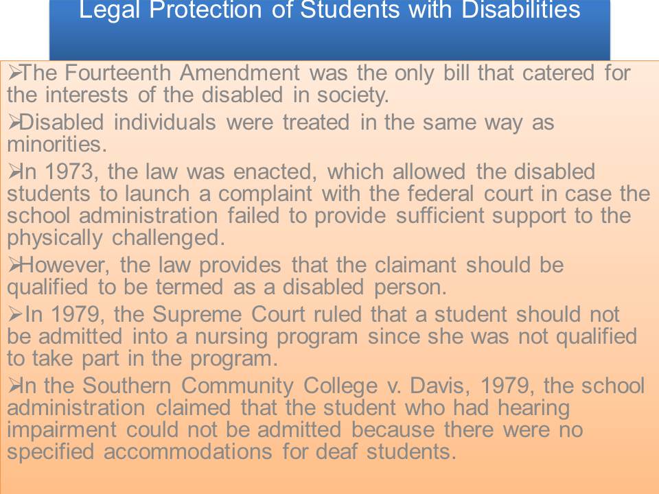 Lawsuits Regarding College Students With Disabilities 814 Words