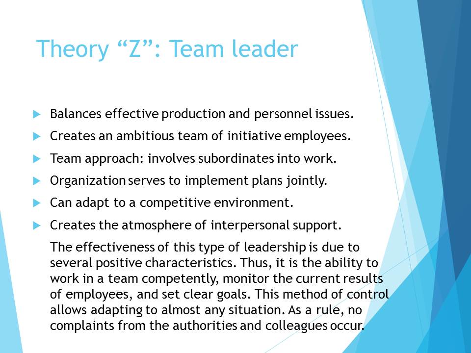 Theory “Z”: Team leader
