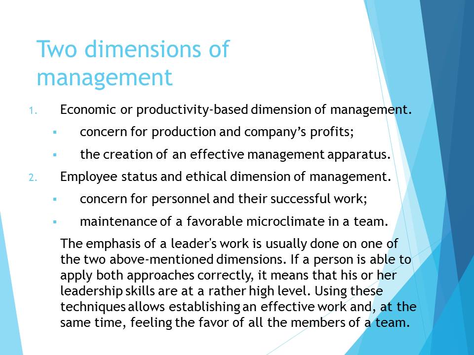Two dimensions of management