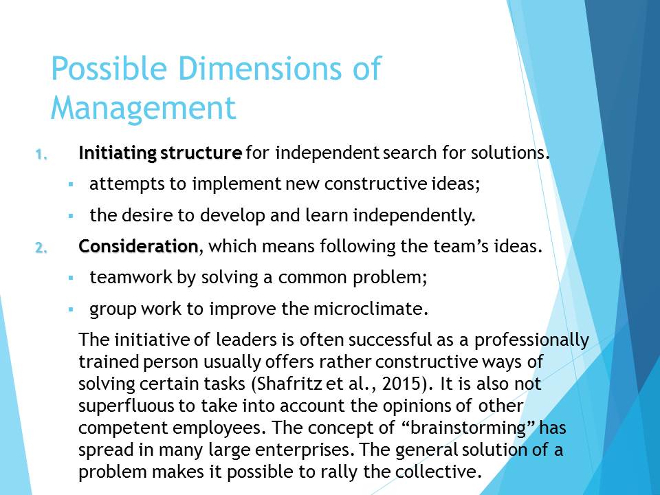 Possible Dimensions of Management