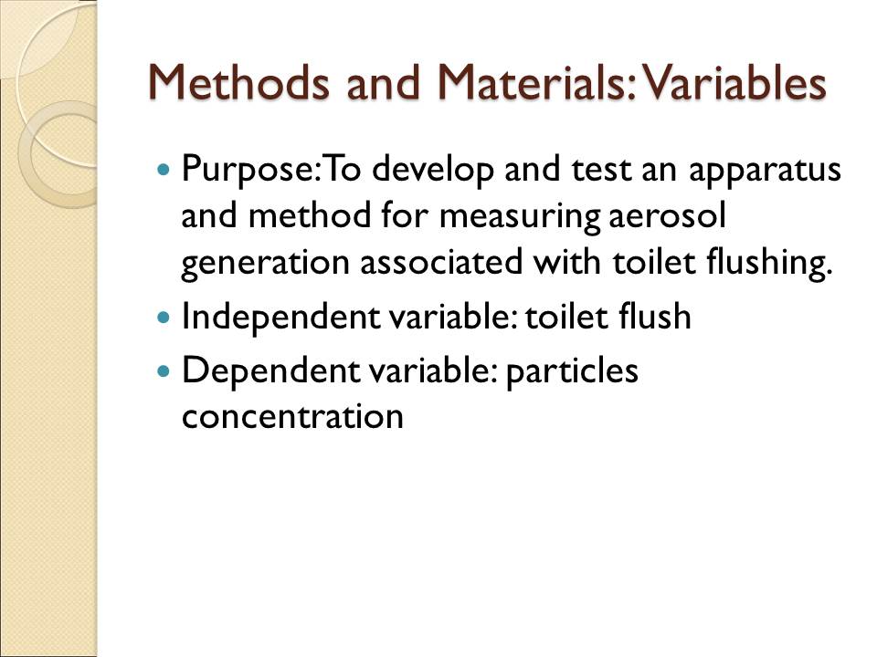 Methods and Materials: Variables