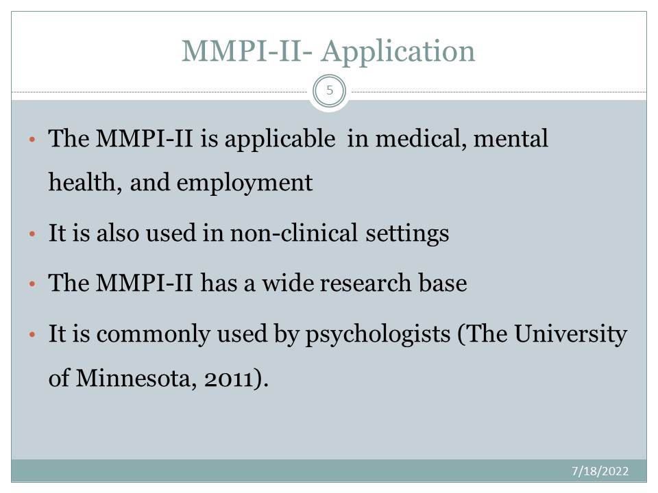 MMPI-II- Application