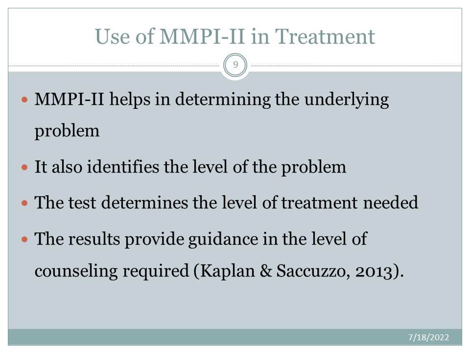 Use of MMPI-II in Treatment