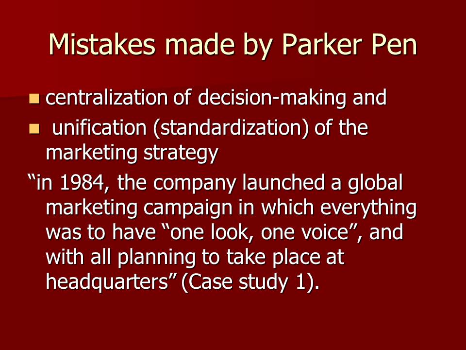 Mistakes made by Parker Pen