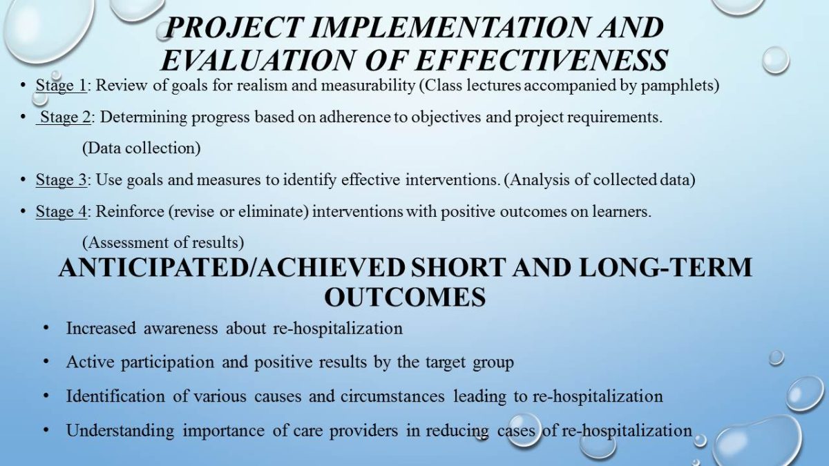 Project Implementation and Evaluation of Effectiveness