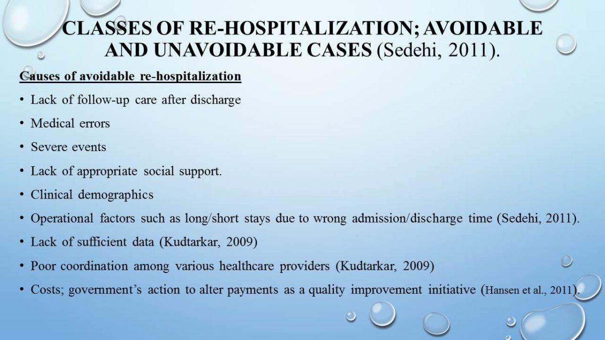 Classes of re-hospitalization; avoidable and unavoidable cases (Sedehi, 2011)