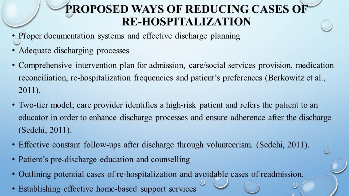 Proposed ways of reducing cases of re-hospitalization
