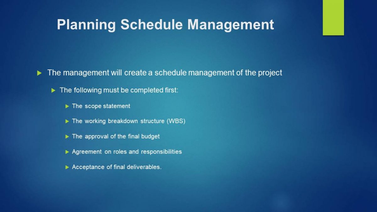 Planning Schedule Management