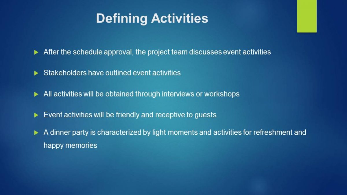 Defining Activities