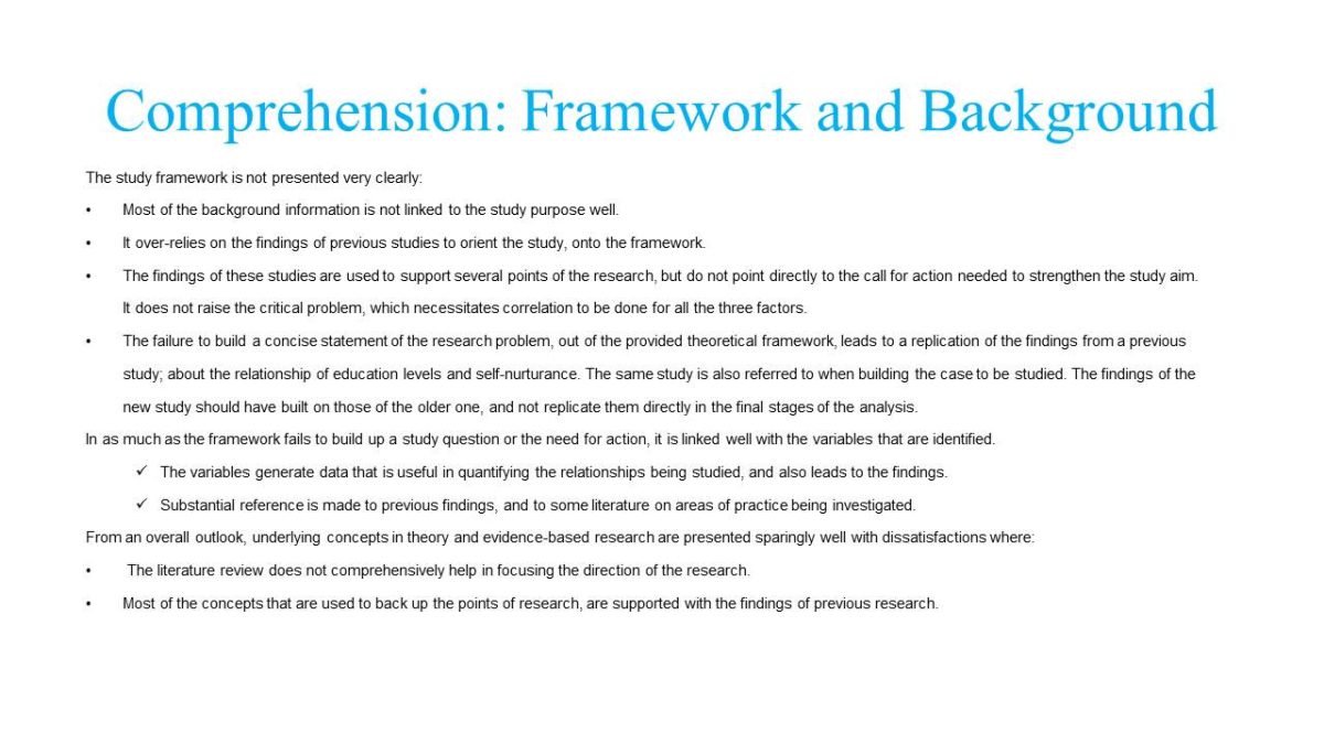 Comprehension: Framework and Background