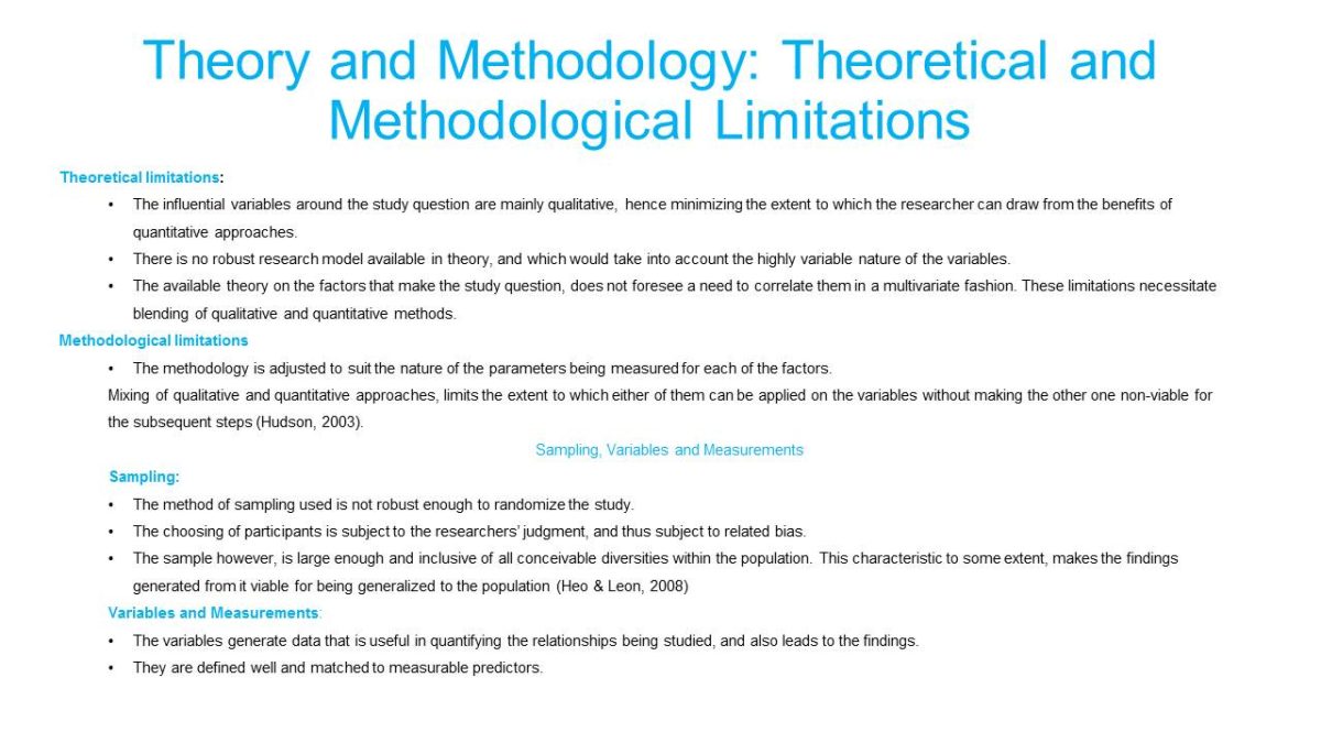 Theory and Methodology: Theoretical and Methodological Limitations