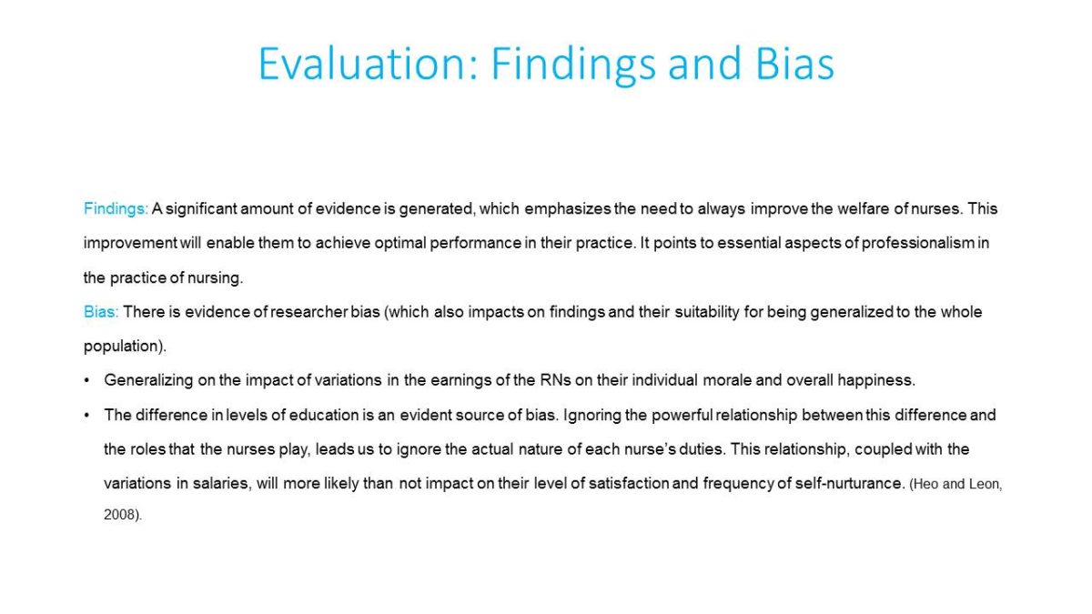 Evaluation: Findings and Bias